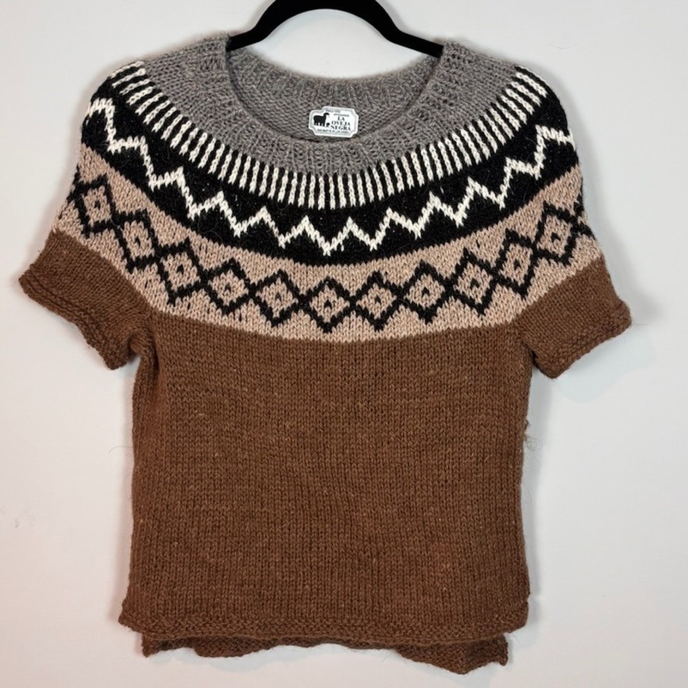 La Oveja Negra Wool nordic fair isle Sweater Size Small Cozy Granola Boho soft